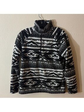 Eddie Bauer Black & White Aztec Half-Zip Fleece Pullover